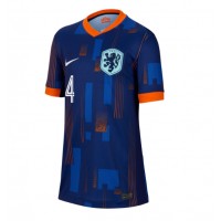 Camisa de Futebol Holanda Virgil van Dijk #4 Equipamento Secundário Mulheres Europeu 2024 Manga Curta